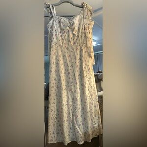 New Yellow Feminine Floral Tie Straps Maxi Sundress Dress M